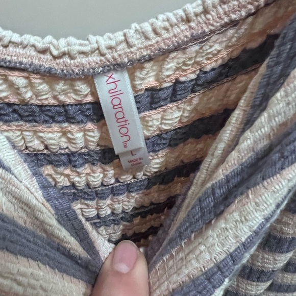 Xhilaration Size Large Striped Women's One Piece Jumpsuit Dress Navy Striped GUC - Picture 2 of 4